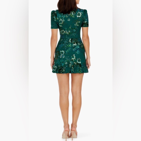 Dress the Population Green Gold Embellished Bodycon Mini - Picture 2 of 2